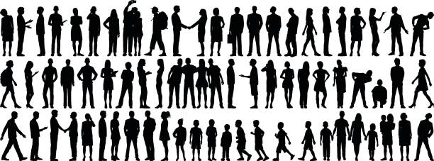Highly Detailed People Silhouettes Highly detailed people silhouettes. family silhouettes stock illustrations