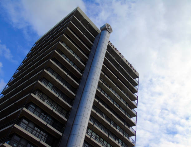 View of the top of the Colston Tower apartments taken in the city centre of Bristol, UK in September 2017.