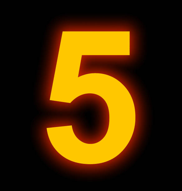 istock number 5 neon light full isolated on black 854165512
