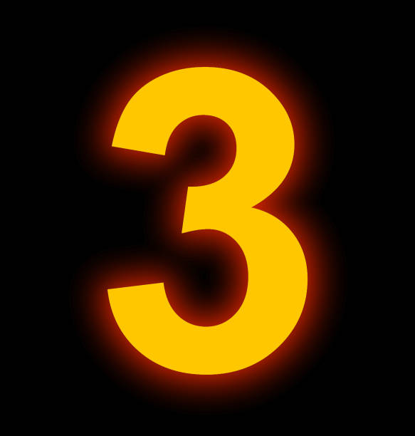 Number three standing on purple background, perfect for illustrating concepts related to numbers, counting, mathematics and education