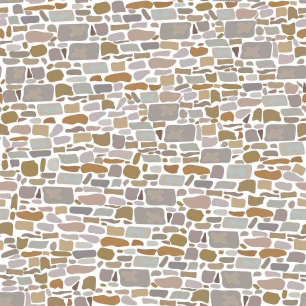 Stone Block Wall, Seamless pattern. Background made of wild bricks. grey, red, sand, yellow, brown, Stone Block Wall, Background of wild bricks. Red, grey, yellow, brown, sand pieces. Seamless pattern. Vintage and comfortable. For , textures, advertising, interiors, indoor and outdoor design, gardening cobblestone stock illustrations