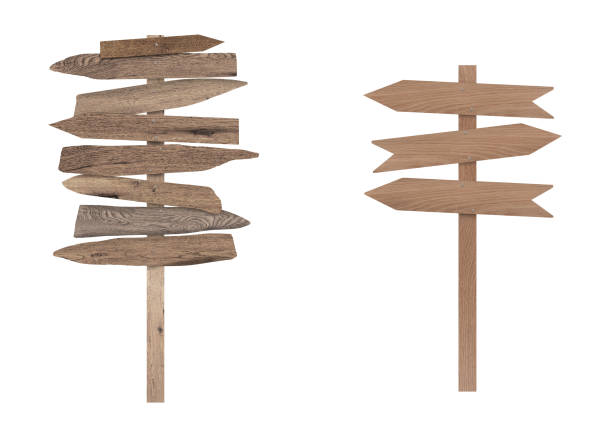 istock blank wooden directional beach signs on pole 854169978