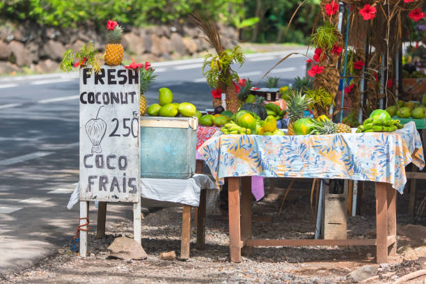 istock Exotic fruits sold on the road, Moorea 854176104
