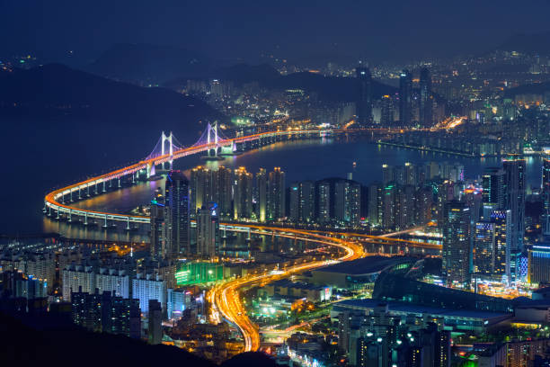 istock Busan cityscape Gwangan Bridge  at night 854176604