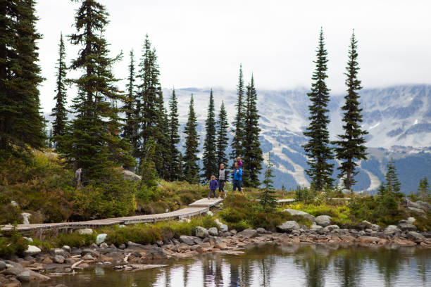 istock Family walking by the lake 854182634