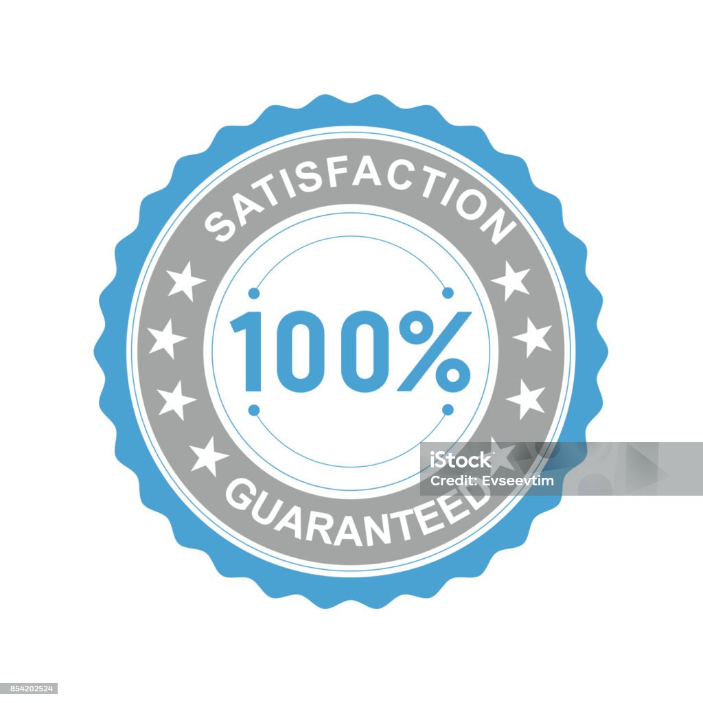 Vector illustration of a round icon satisfaction is guaranteed with asterisks on a white background Vector illustration of a round icon satisfaction is guaranteed with asterisks on a white background. Satisfaction stock vector