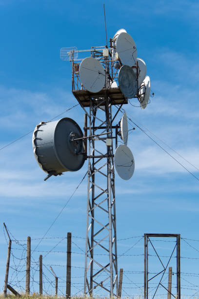 istock Transceiver station. Acceptance antennas in the mountain. Radiotranslation. 854202666