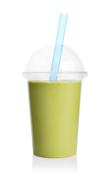 istock Green smoothie in plastic transparent cup 854202986