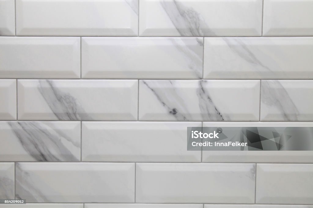 white metro ceramic tile background white marble metro ceramic tile texture, modern background Tile Stock Photo