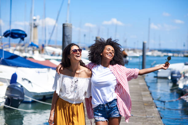 istock Two friends having fun at the vacation. 854209570