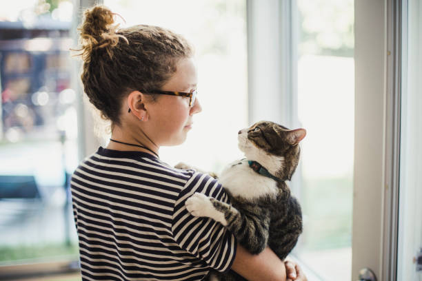 istock A girl holding her cat 854219334