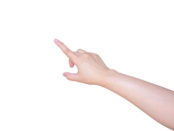 istock female hand touching or pointing to something isolated on white 854219792