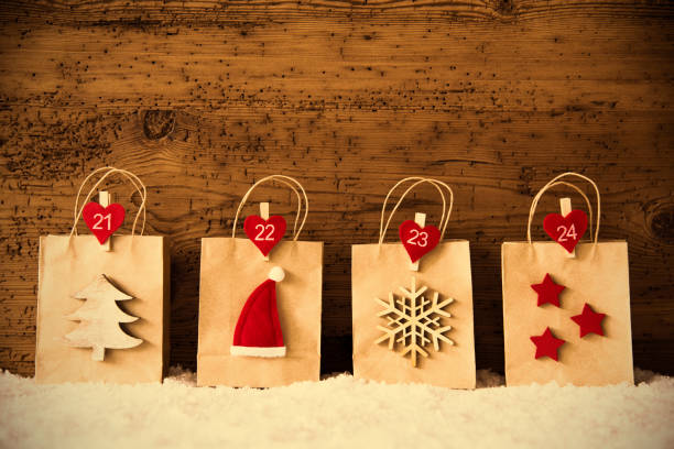 istock Shopping Bags With Christmas Decoration 854228568