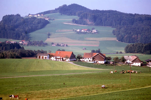 istock Rural landscape and hamlet between Stabwalchen and Mondsee Austria 854228632