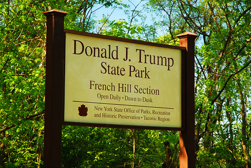 Yorktown, NY, USA May 12, 2008 The Donald J Trump State Park in Putnam County, New York was named for the future president who donated the land to the parks department.