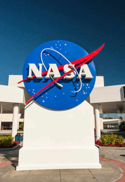 NASA Cape Canaveral Florida USA Cape Canaveral: NASA logo at the entrance of the Kennedy Space Center in Cape Canaveral Florida USA.  The National Aeronautics and Space Administration or NASA is an independent agency of the executive branch of the United States federal government responsible for the civilian space program, as well as aeronautics and aerospace research. nasa kennedy space center photos stock pictures, royalty-free photos & images