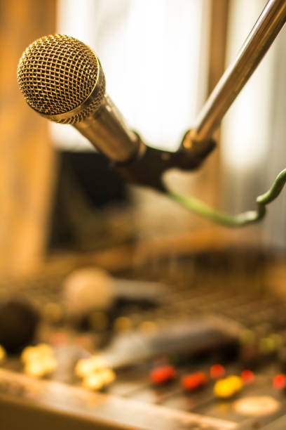 istock The microphone on the audio mixer. In the recording studio. 854229894