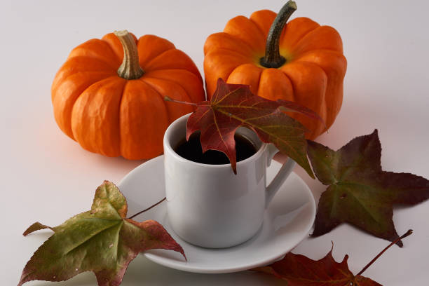 istock Autumn seasonal decor and  black coffee 854229940