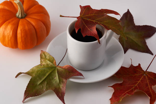 istock Autumn seasonal decor and  black coffee 854229942