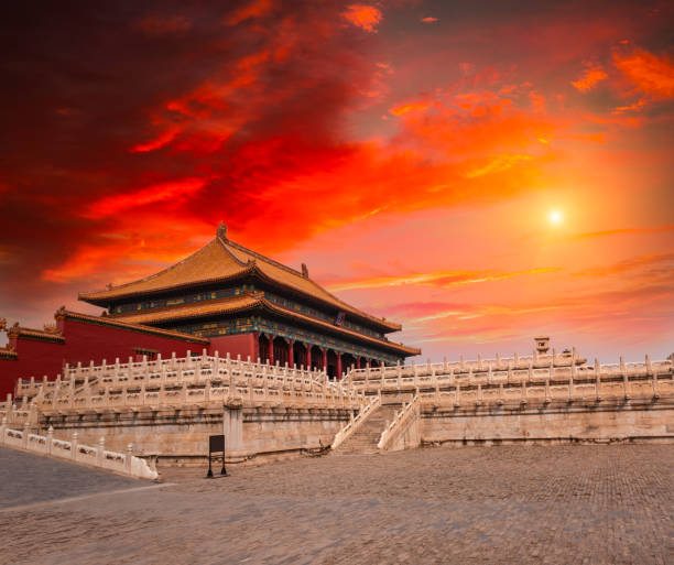 istock Beijing forbidden city scenery at sunset,China,dark light 854233624