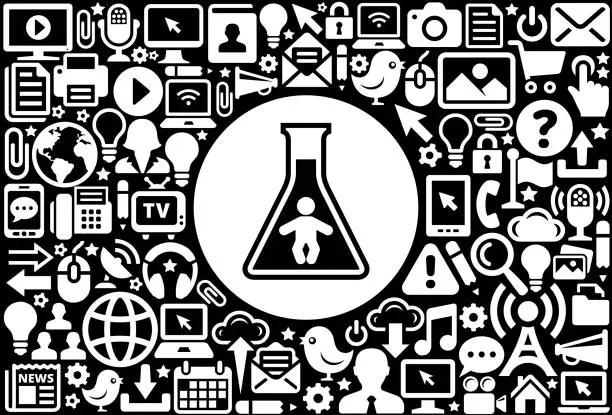 Vector illustration of Chemical Infant  Icon Black and White Internet Technology Background