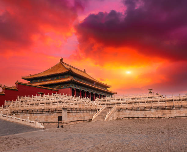 istock Beijing forbidden city scenery at sunset,China,dark light 854243628
