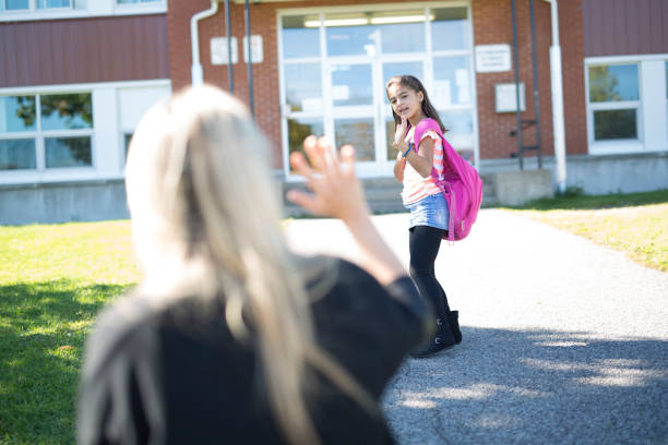 istock Mother daughter saying her goodbye for the day 854244432