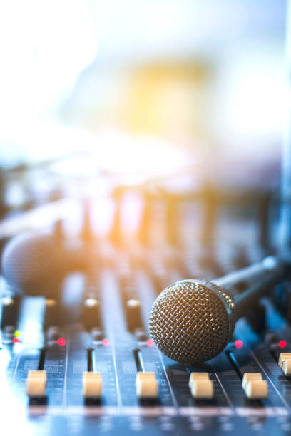 istock The microphone on the audio mixer. In the recording studio. 854246986