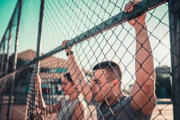 istock Friends having fun and exercising together 854247482