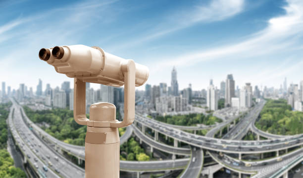 Viewing the Shanghai overpass on an ornamental telescope