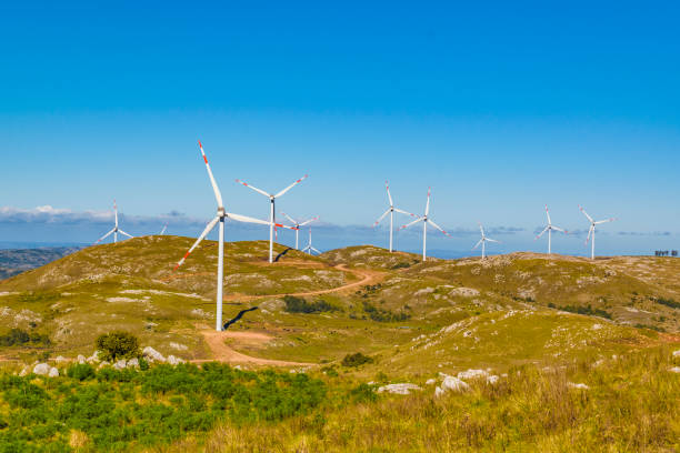 Eolic Windmills at Countryside, Maldonado, Uruguay stock photo