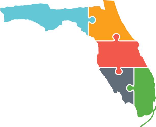Florida Zones Jigsaw Vector Illustration Florida Zones Jigsaw Vector Illustration support usa florida politics stock illustrations