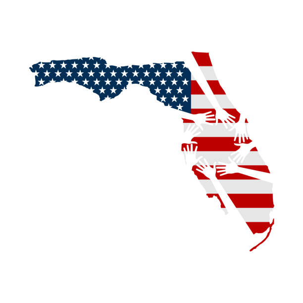 American Hands Helping Florida Vector Illustration American Hands Helping Florida Vector Illustration support usa florida politics stock illustrations