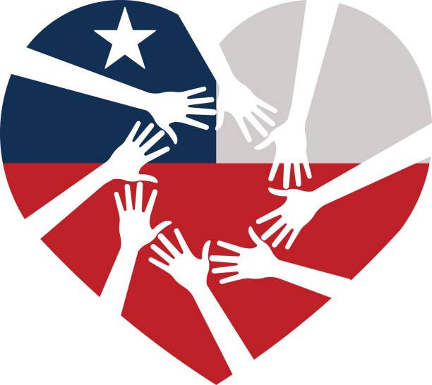 serce i ręce pomoc texas i floryda. ilustracja wektorowa - hurricane florida stock illustrations