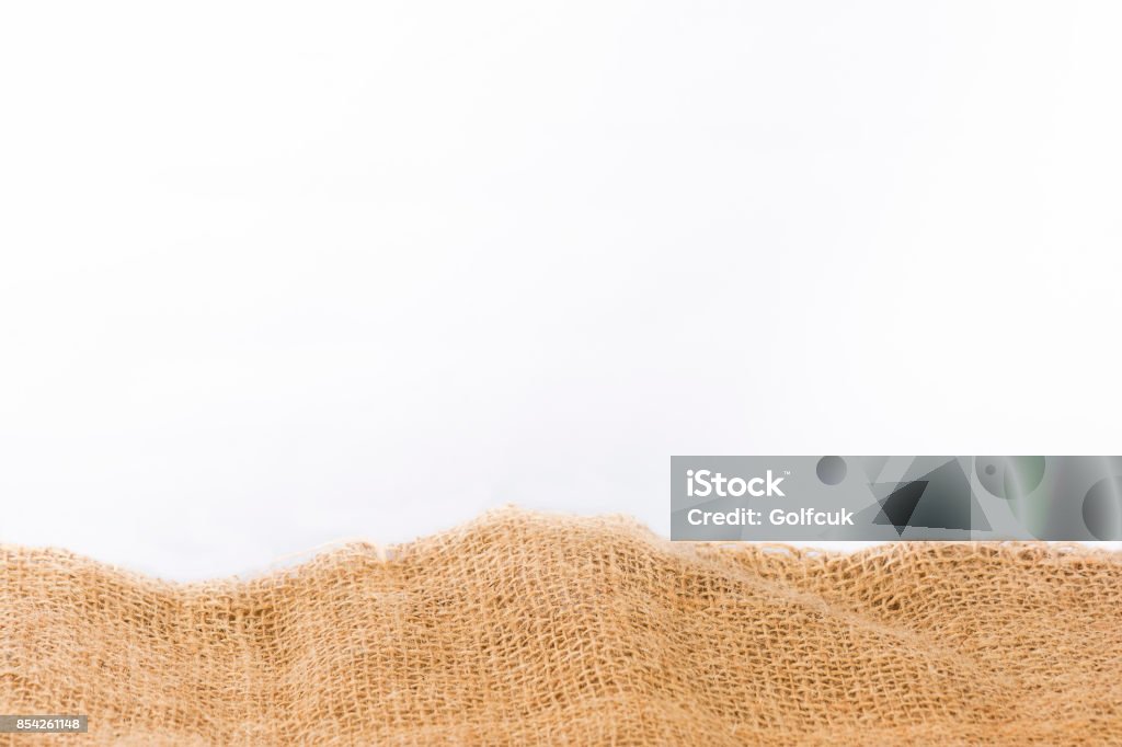 Sackcloth Paving concept on isolate white background. copy space for text. Jute Stock Photo