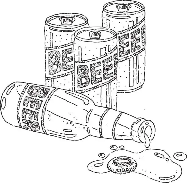 Vector illustration of Beer Cans And Bottle Doodle