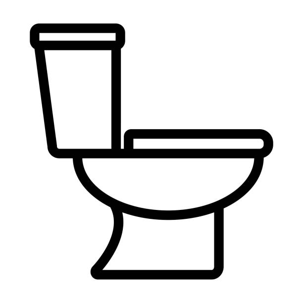 toilet icon on white background Illustration of toilet icon on white background bathroom icons stock illustrations