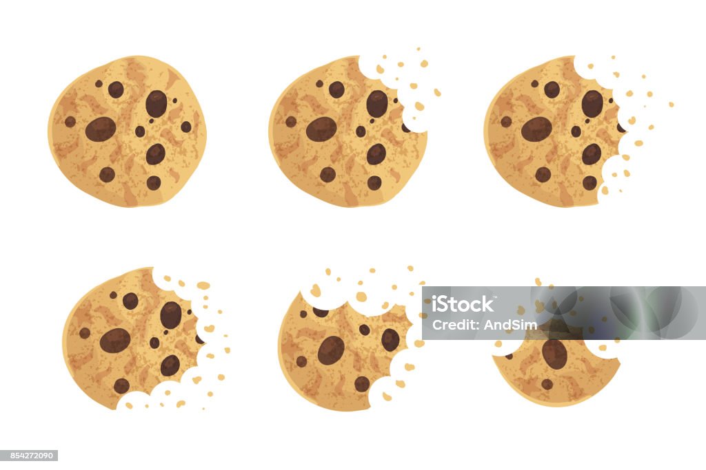 Biten Vector Bitten Cookie Vector Set With Bitten Chocolate Cookies Vector