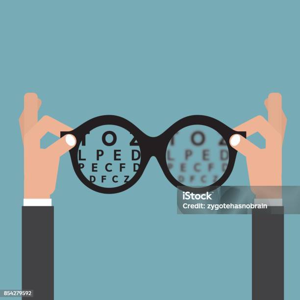 Hold Hands Glasses Optician Vision Of Eyesight Eye Care Concept Vector Illustration Stock Illustration - Download Image Now