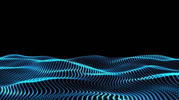 istock 3d rendering of wave particles background - 3D illuminated digital wave of glowing particles 854284452