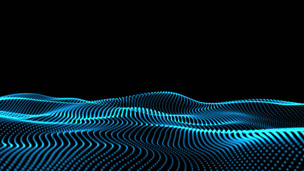 istock 3d rendering of wave particles background - 3D illuminated digital wave of glowing particles 854284472