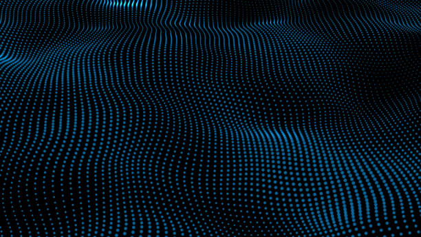 istock 3d rendering of wave particles background - 3D illuminated digital wave of glowing particles 854284506