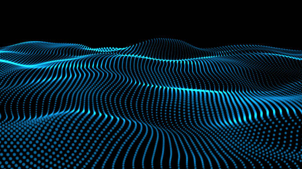 istock 3d rendering of wave particles background - 3D illuminated digital wave of glowing particles 854284538