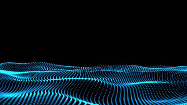 istock 3d rendering of wave particles background - 3D illuminated digital wave of glowing particles 854284546