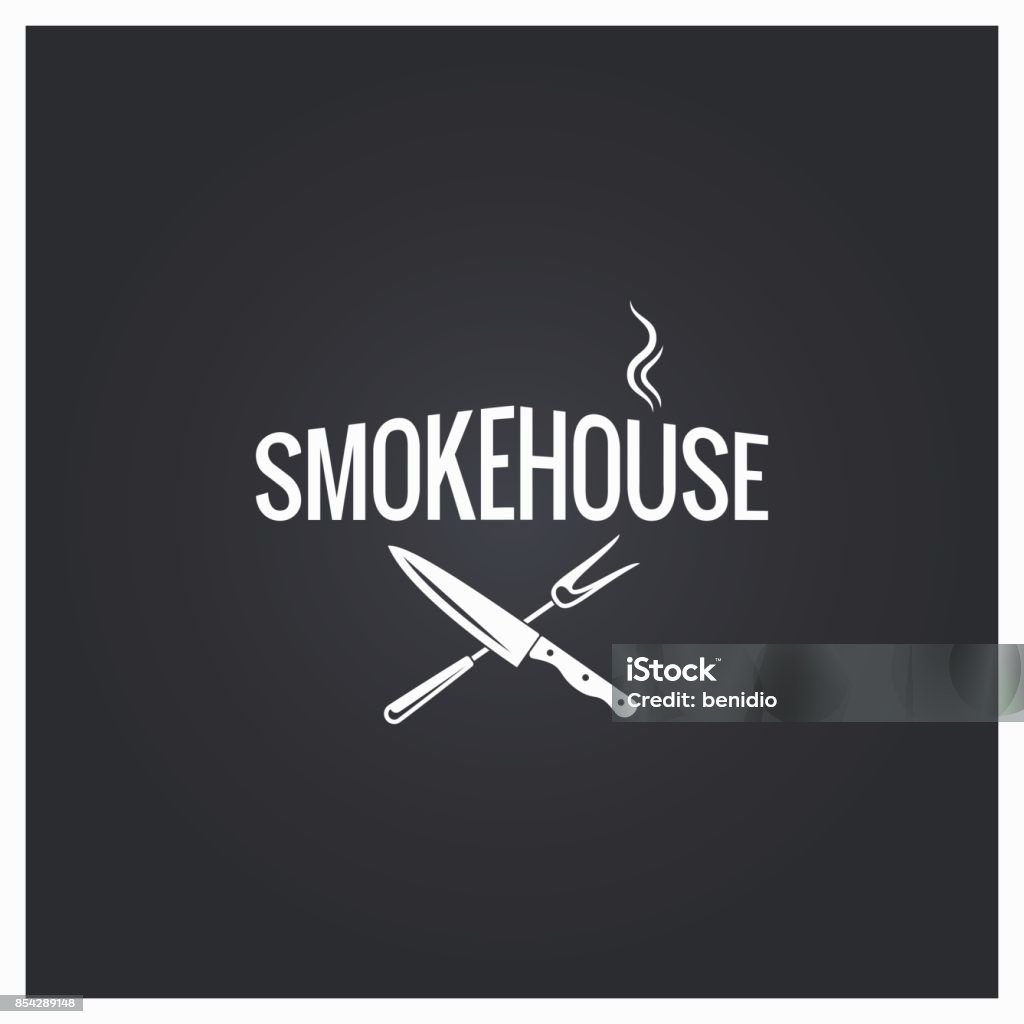 SMOKEHOUSE koken logo ontwerp achtergrond - Royalty-free Barbecue - Maaltijd vectorkunst
