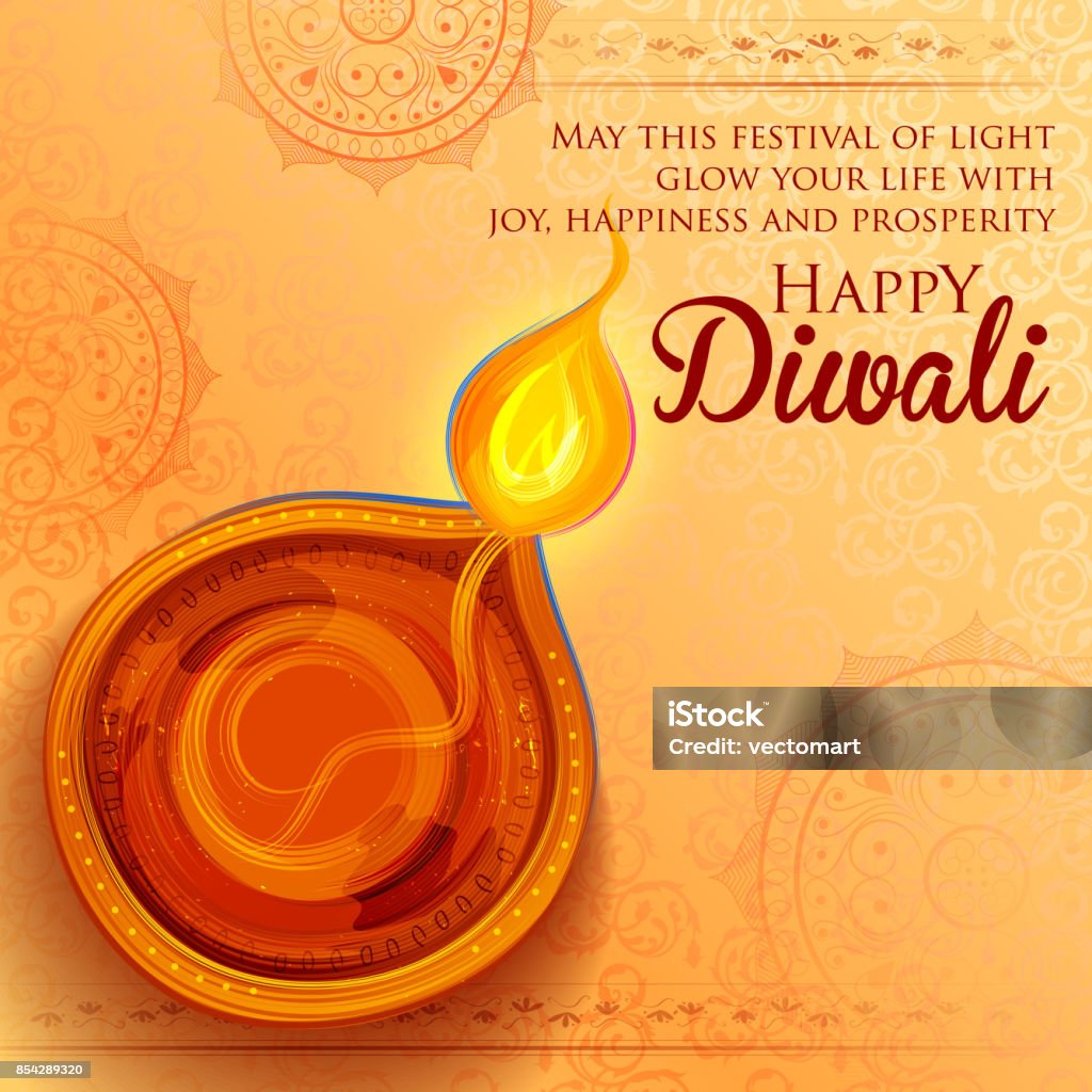 Burning Diya On Happy Diwali Holiday Background For Light Festival ...