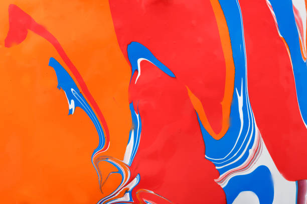 istock Liquid marbling acrylic paint background. Fluid painting abstract texture 854292610