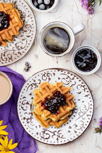 Breakfast with Belgian waffles