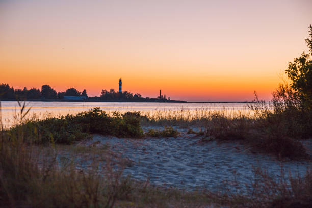 Latvia, Riga, Baltic sea, sunset, mole and wave, yacht. 2017