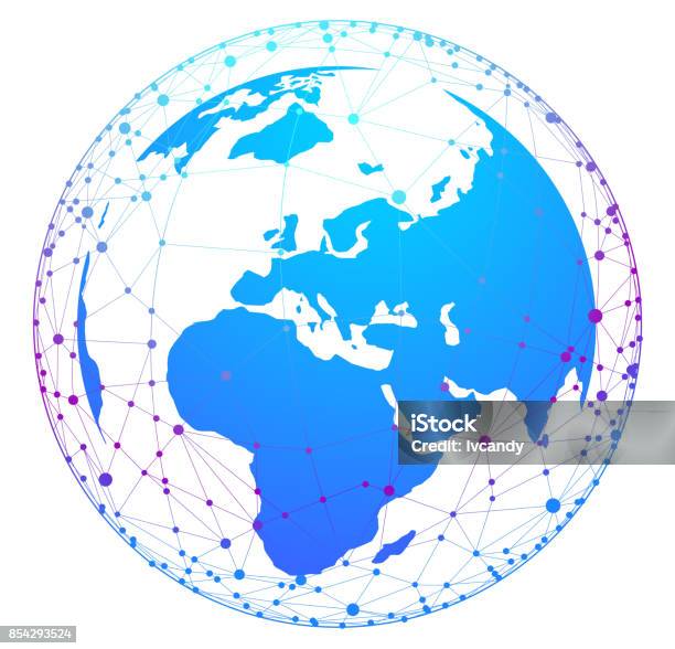 Network Earth On White Background Stock Illustration - Download Image Now - Globe - Navigational Equipment, Computer Network, Connection